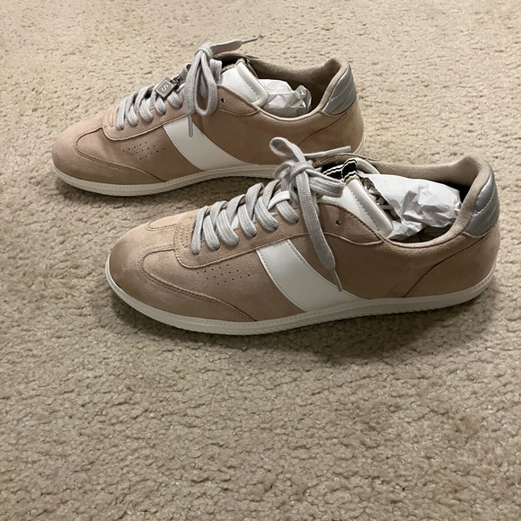 NWT. Really cute Shu Shop taupe suede tennis shoes. Bought in NC, too small. - Picture 3 of 5